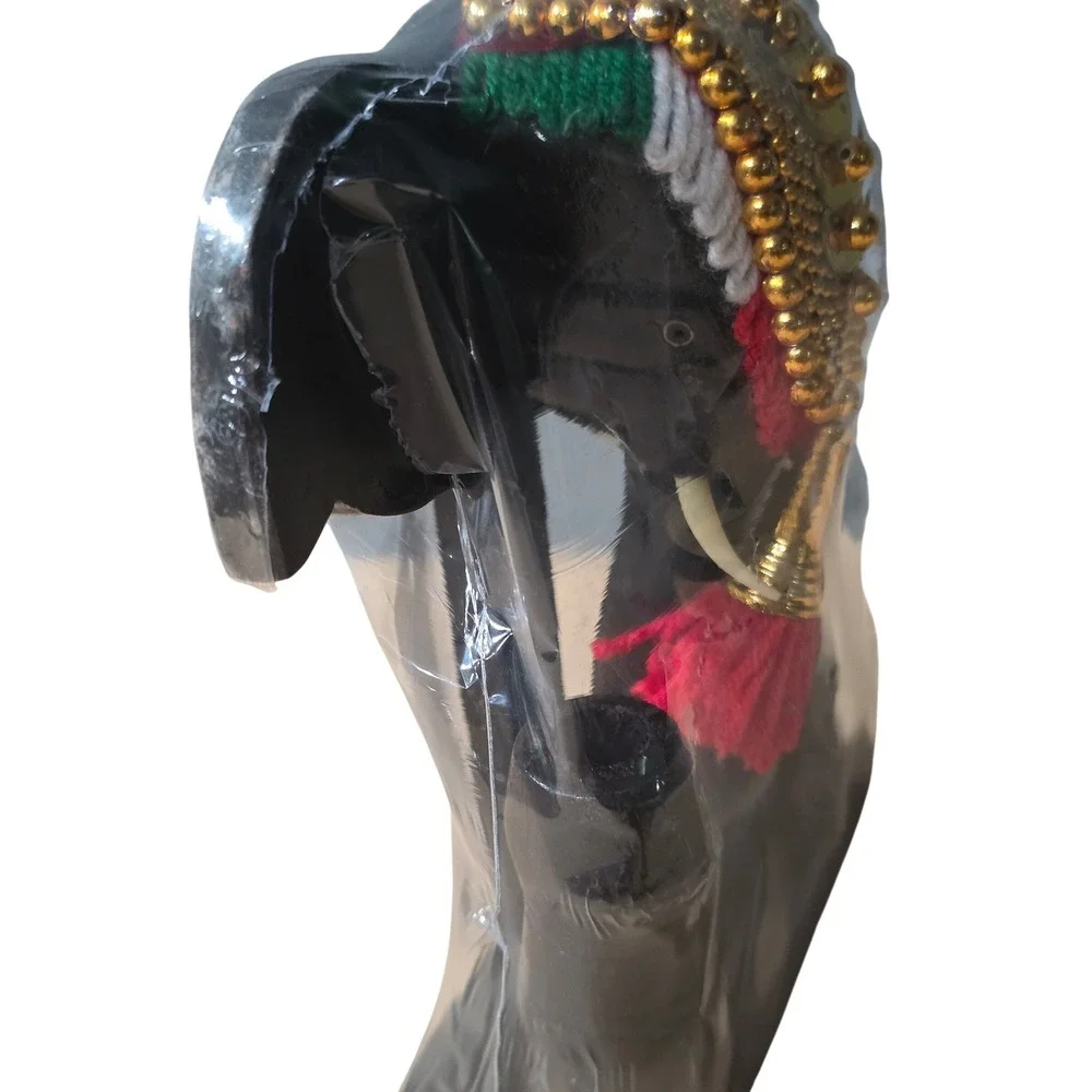 Handcrafted wooden elephant‎ head with nettipattam with pen holder Kerala 6